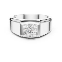 18k Solid Rose Gold Round Cut Lab Grown Diamond Sizzling Sparkling Every Day Classic Diamond Ring for Men - HIGHCARAT DIAMONDS
