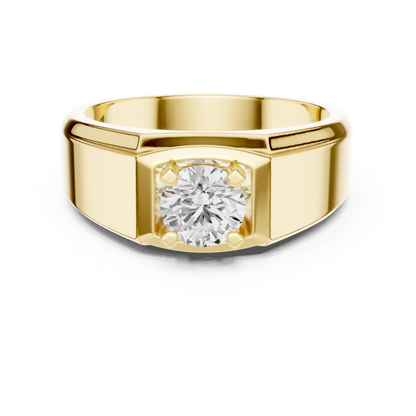18k Solid Rose Gold Round Cut Lab Grown Diamond Sizzling Sparkling Every Day Classic Diamond Ring for Men - HIGHCARAT DIAMONDS
