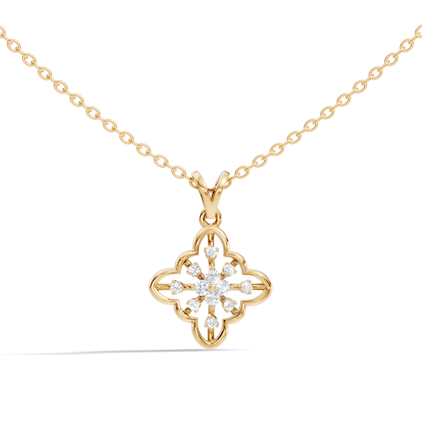 0.14 Carat Round Cut Diamond Pendant in 18K Solid Yellow Gold Perfect Gift for Her - HIGHCARAT DIAMONDS