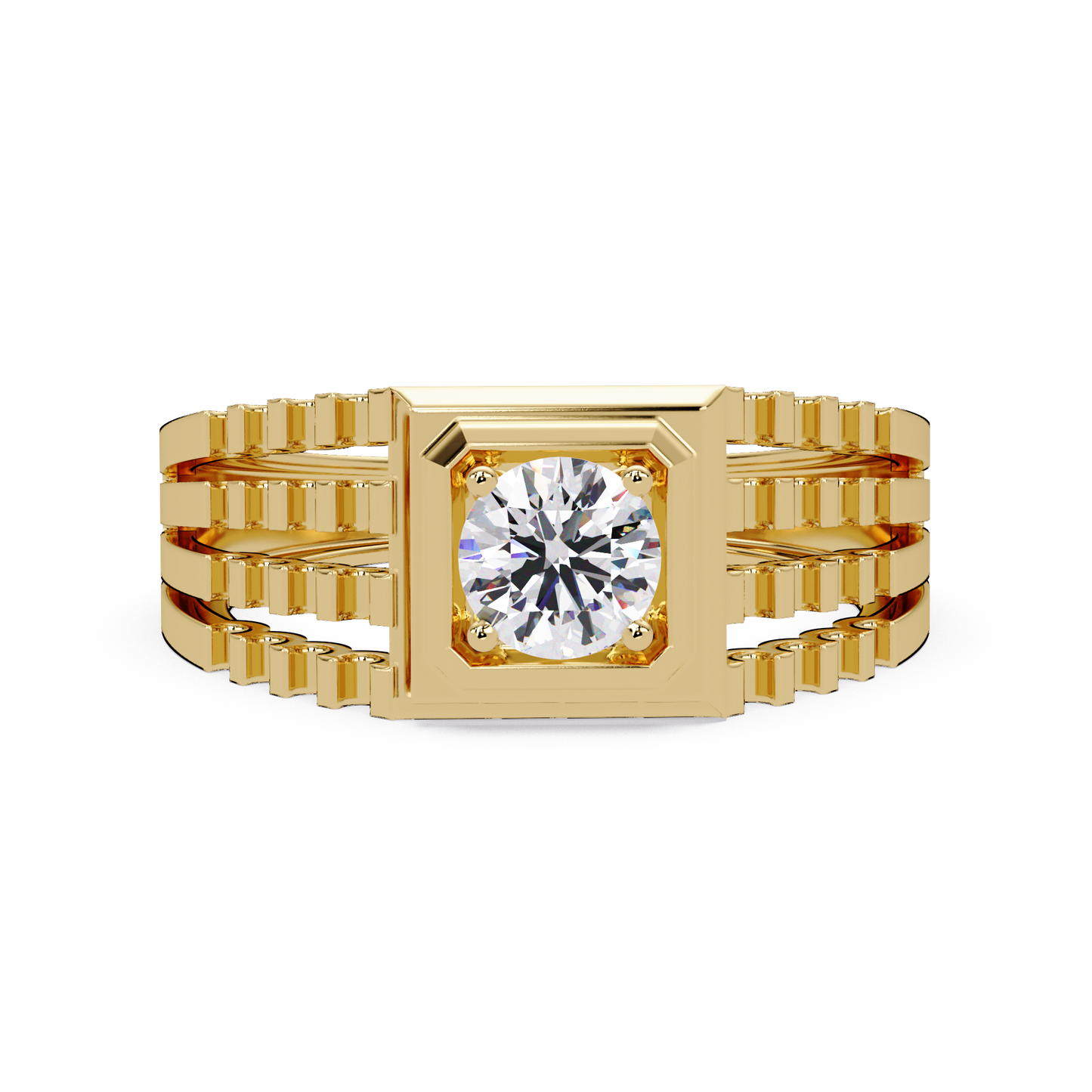 Round Cut Lab Grown Vintage Solitaire Multi Layer Ring - HIGHCARAT DIAMONDS