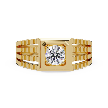 Round Cut Lab Grown Vintage Solitaire Multi Layer Ring - HIGHCARAT DIAMONDS