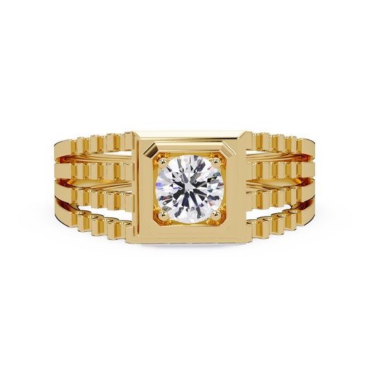 Round Cut Lab Grown Vintage Solitaire Multi Layer Ring - HIGHCARAT DIAMONDS