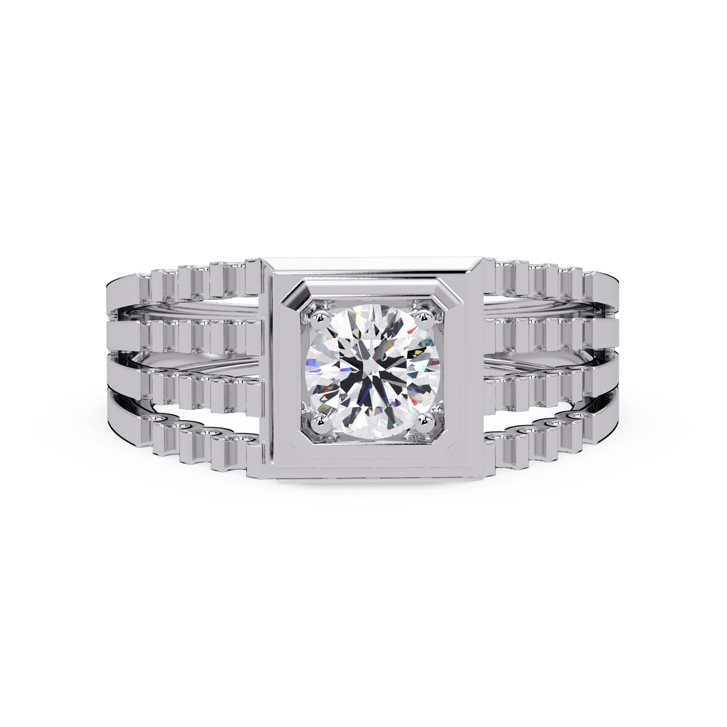 Round Cut Lab Grown Vintage Solitaire Multi Layer Ring - HIGHCARAT DIAMONDS