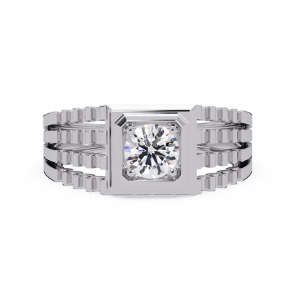 Round Cut Lab Grown Vintage Solitaire Multi Layer Ring - HIGHCARAT DIAMONDS