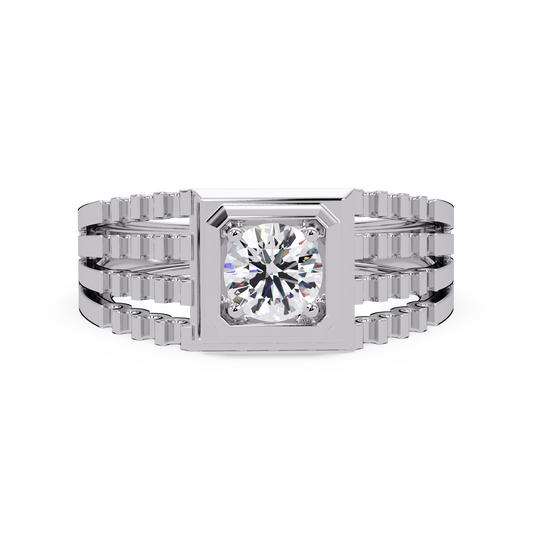 Round Cut Lab Grown Vintage Solitaire Multi Layer Ring - HIGHCARAT DIAMONDS