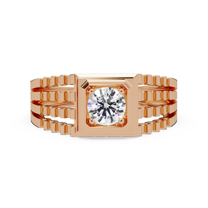 Round Cut Lab Grown Vintage Solitaire Multi Layer Ring - HIGHCARAT DIAMONDS