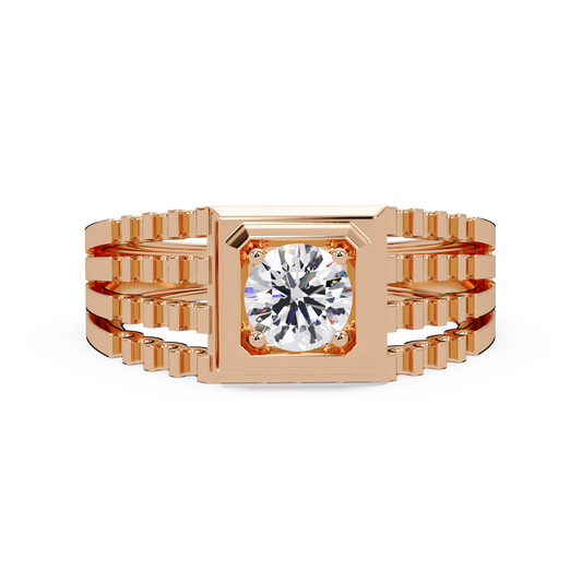 Round Cut Lab Grown Vintage Solitaire Multi Layer Ring - HIGHCARAT DIAMONDS
