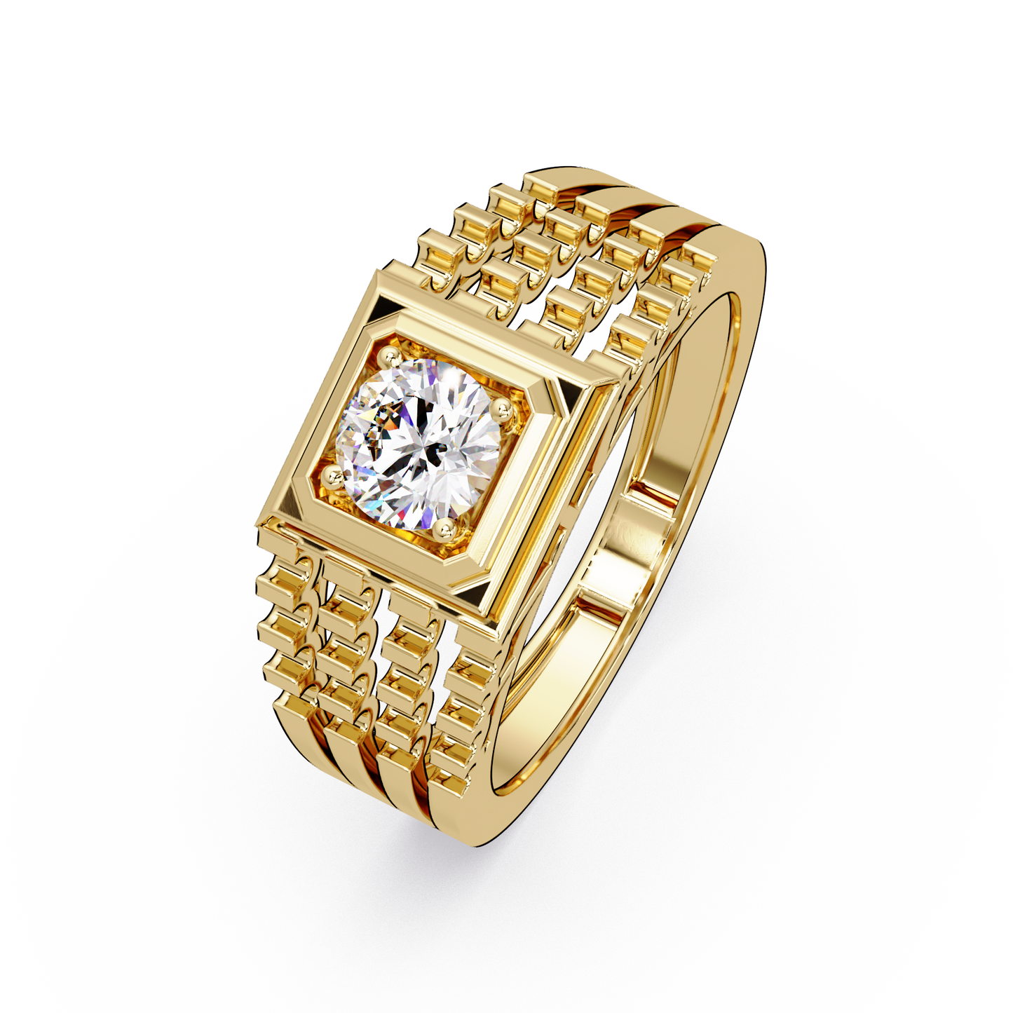 Round Cut Lab Grown Vintage Solitaire Multi Layer Ring - HIGHCARAT DIAMONDS
