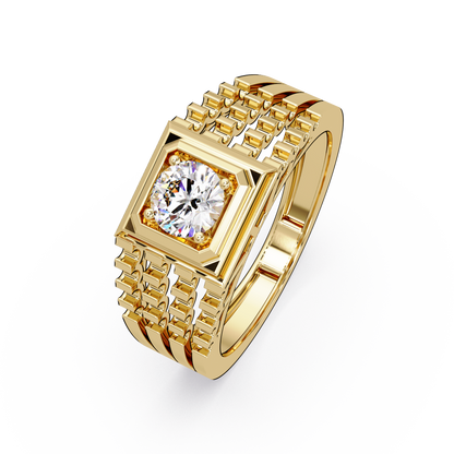 Round Cut Lab Grown Vintage Solitaire Multi Layer Ring - HIGHCARAT DIAMONDS