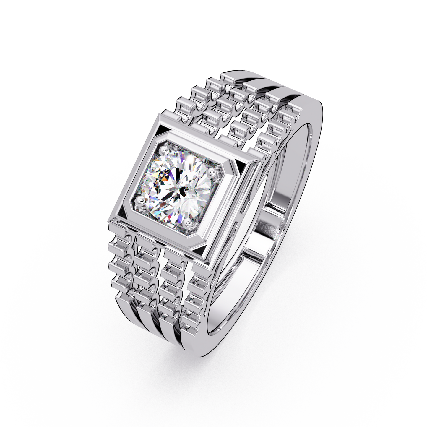 Round Cut Lab Grown Vintage Solitaire Multi Layer Ring - HIGHCARAT DIAMONDS