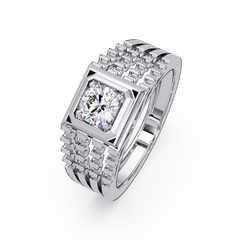 Round Cut Lab Grown Vintage Solitaire Multi Layer Ring - HIGHCARAT DIAMONDS