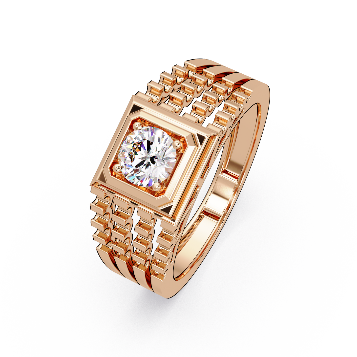 Round Cut Lab Grown Vintage Solitaire Multi Layer Ring - HIGHCARAT DIAMONDS