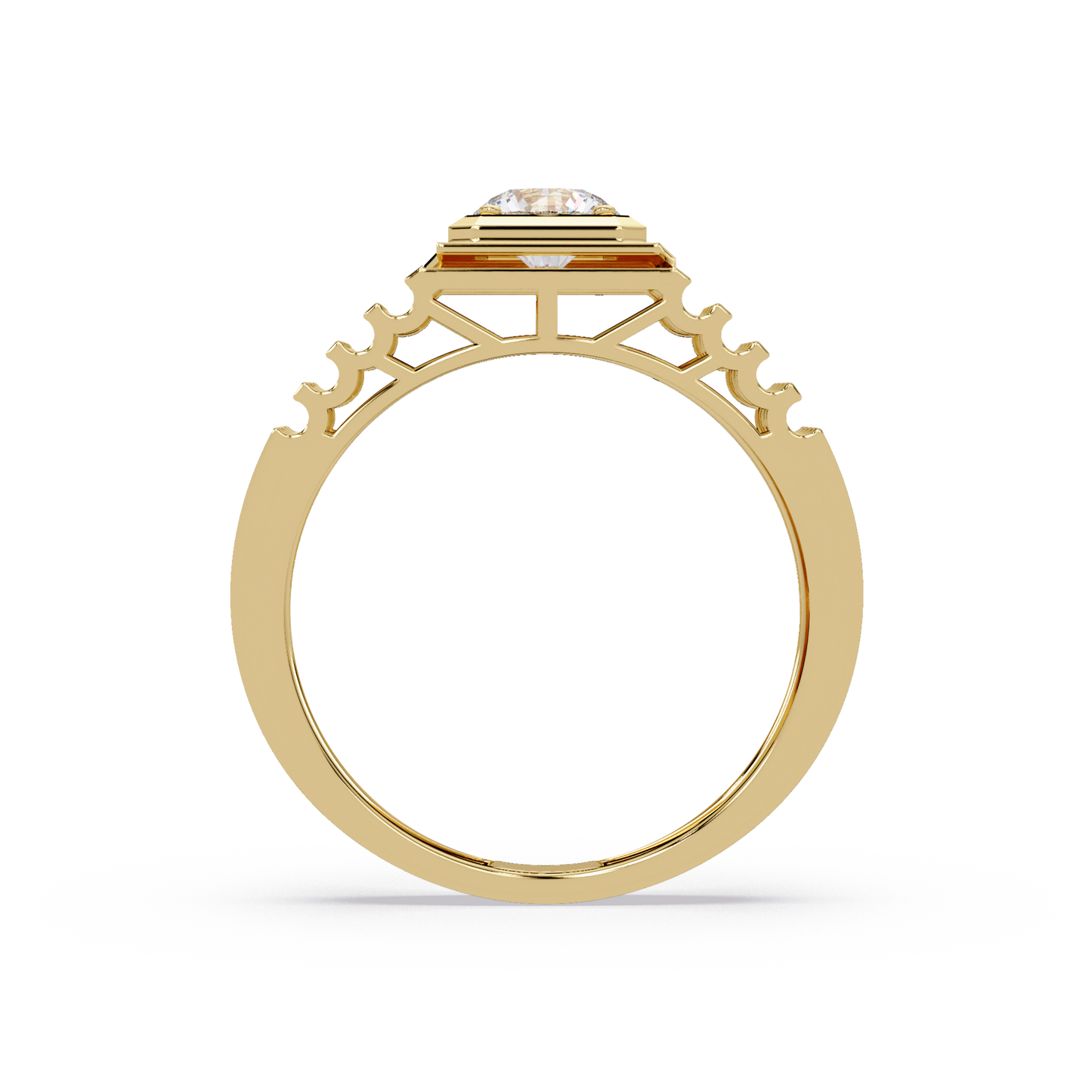 Round Cut Lab Grown Vintage Solitaire Multi Layer Ring - HIGHCARAT DIAMONDS