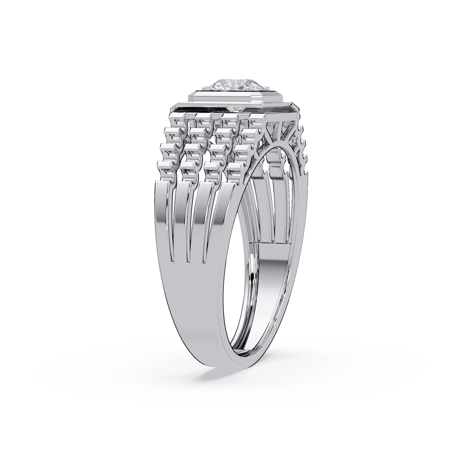 Round Cut Lab Grown Vintage Solitaire Multi Layer Ring - HIGHCARAT DIAMONDS