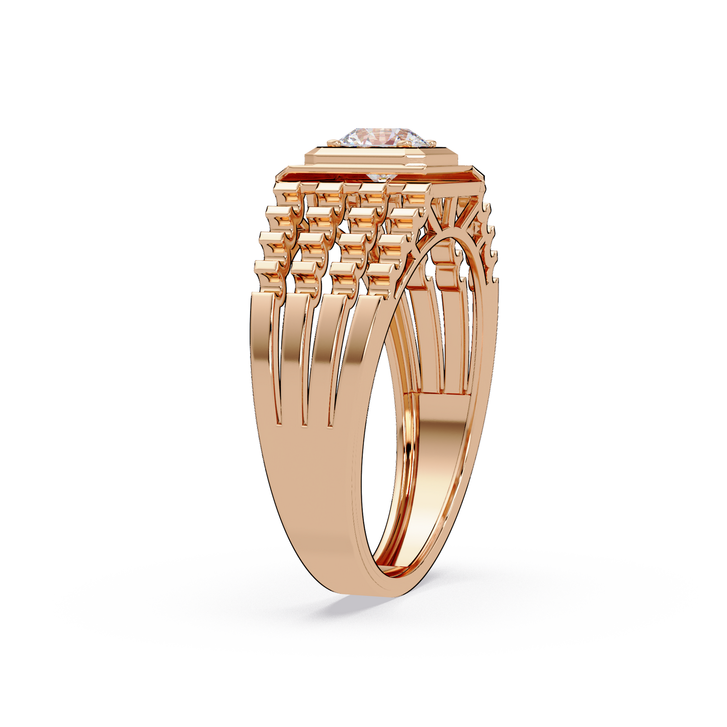 Round Cut Lab Grown Vintage Solitaire Multi Layer Ring - HIGHCARAT DIAMONDS