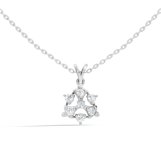Minimalist Round Diamond Pendant In 14K White Gold Vintage Style Jewelry For Her - HIGHCARAT DIAMONDS