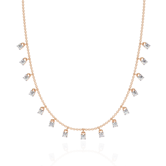 Round Cut Lab Grown and Natural Diamond Elegant Dainty Cluster Minimalist Classic Necklace - HIGHCARAT DIAMONDS