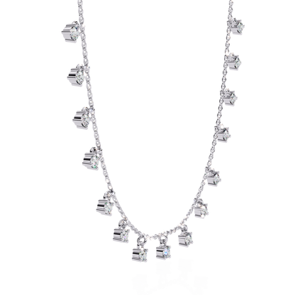 Round Cut Lab Grown and Natural Diamond Elegant Dainty Cluster Minimalist Classic Necklace - HIGHCARAT DIAMONDS