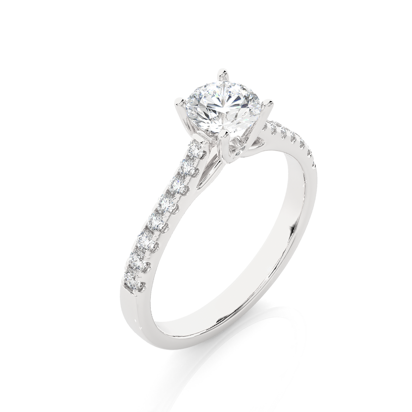 Round Cut Lab grown Diamond,14k solid rose gold   Engagement Accented  Ring For Special - HIGHCARAT DIAMONDS