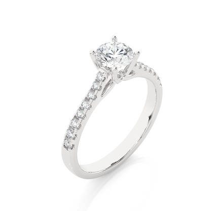 Round Cut Lab grown Diamond,14k solid rose gold   Engagement Accented  Ring For Special - HIGHCARAT DIAMONDS