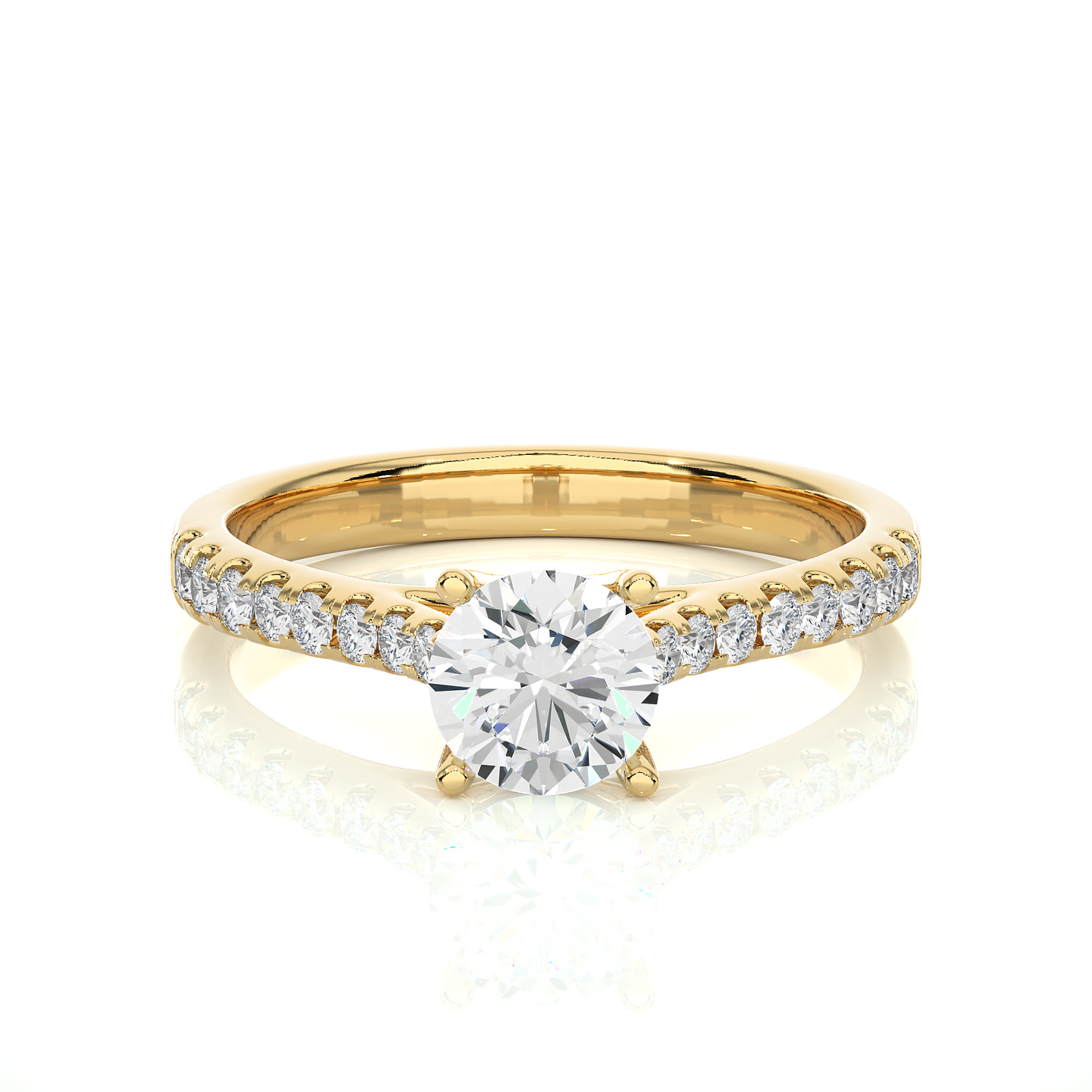 Round Cut Lab grown Diamond,14k solid rose gold   Engagement Accented  Ring For Special - HIGHCARAT DIAMONDS