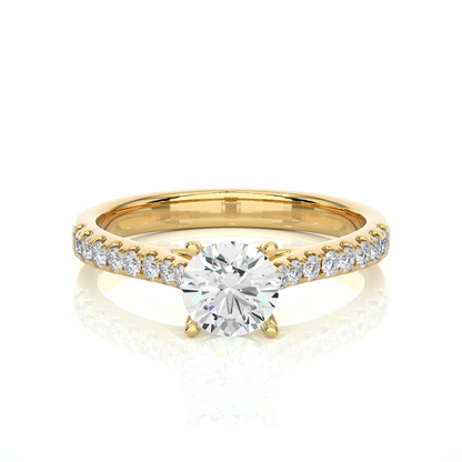 Round Cut Lab grown Diamond,14k solid rose gold   Engagement Accented  Ring For Special - HIGHCARAT DIAMONDS