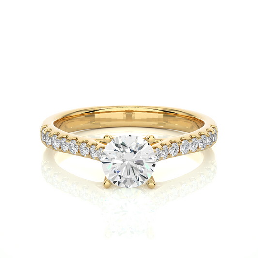 Round Cut Lab grown Diamond,14k solid rose gold   Engagement Accented  Ring For Special - HIGHCARAT DIAMONDS