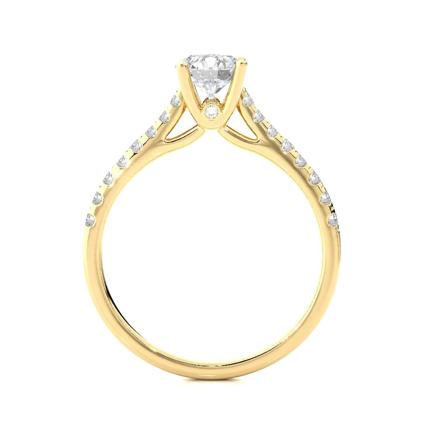 Round Cut Lab grown Diamond,14k solid rose gold   Engagement Accented  Ring For Special - HIGHCARAT DIAMONDS
