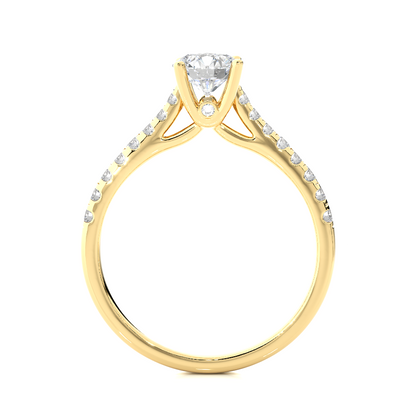 Round Cut Lab grown Diamond,14k solid rose gold   Engagement Accented  Ring For Special - HIGHCARAT DIAMONDS