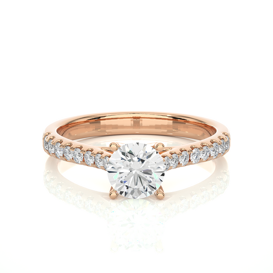 Round Cut Lab grown Diamond,14k solid rose gold   Engagement Accented  Ring For Special - HIGHCARAT DIAMONDS