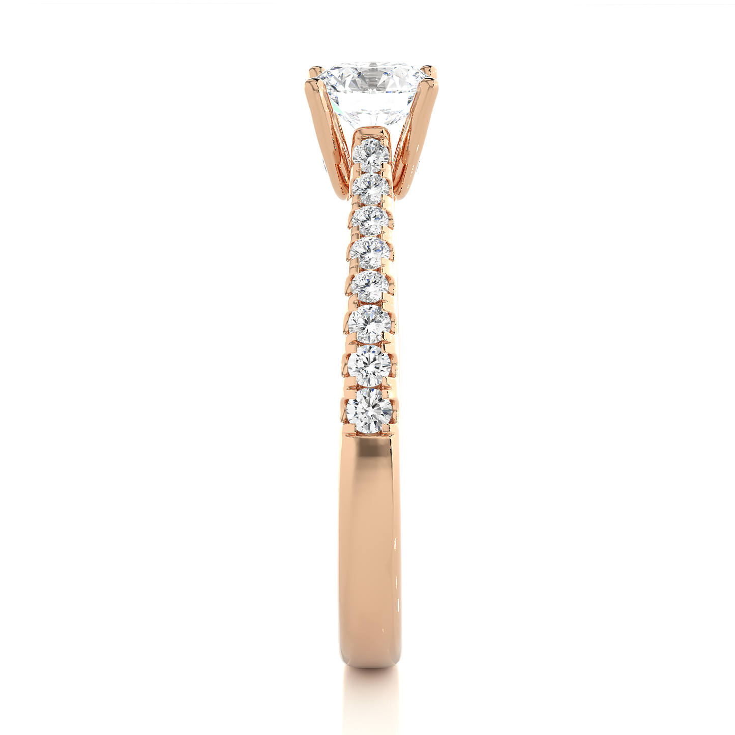 Round Cut Lab grown Diamond,14k solid rose gold   Engagement Accented  Ring For Special - HIGHCARAT DIAMONDS