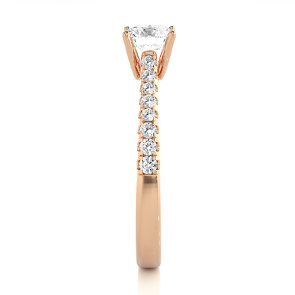 Round Cut Lab grown Diamond,14k solid rose gold   Engagement Accented  Ring For Special - HIGHCARAT DIAMONDS