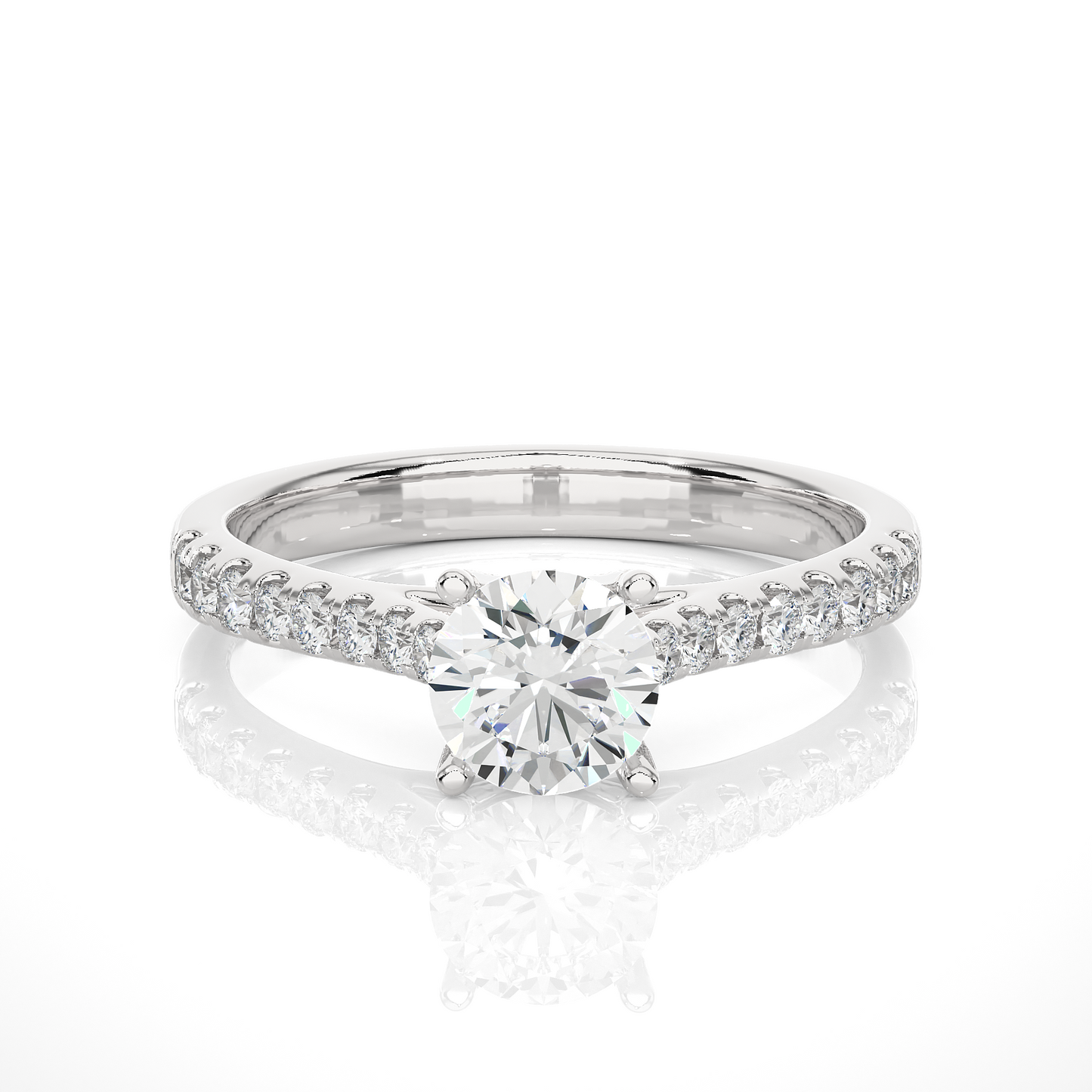 Round Cut Lab grown Diamond,14k solid rose gold   Engagement Accented  Ring For Special - HIGHCARAT DIAMONDS