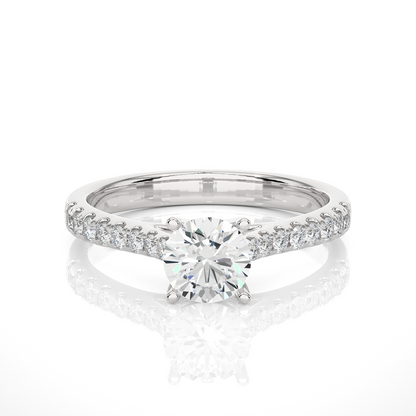 Round Cut Lab grown Diamond,14k solid rose gold   Engagement Accented  Ring For Special - HIGHCARAT DIAMONDS