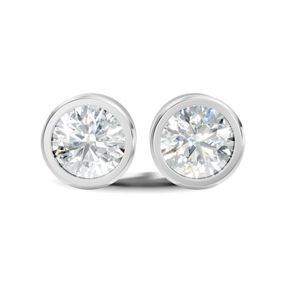 Round Shape Lab Grown Diamond 10k Solid Gold Diamond Earrings For New Party Wear Look For Women - HIGHCARAT DIAMONDS