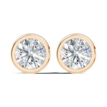 Round Shape Lab Grown Diamond 10k Solid Gold Diamond Earrings For New Party Wear Look For Women - HIGHCARAT DIAMONDS