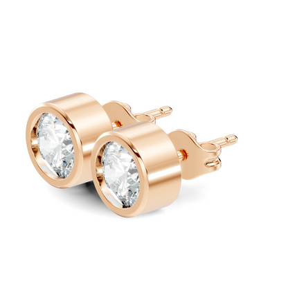 Round Shape Lab Grown Diamond 10k Solid Gold Diamond Earrings For New Party Wear Look For Women - HIGHCARAT DIAMONDS