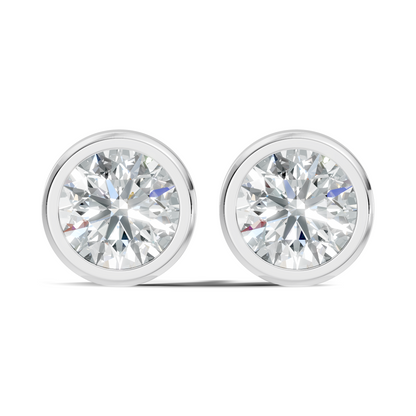 Round Shape Lab Grown Diamond 10k Solid Gold Diamond Earrings For New Party Wear Look For Women - HIGHCARAT DIAMONDS