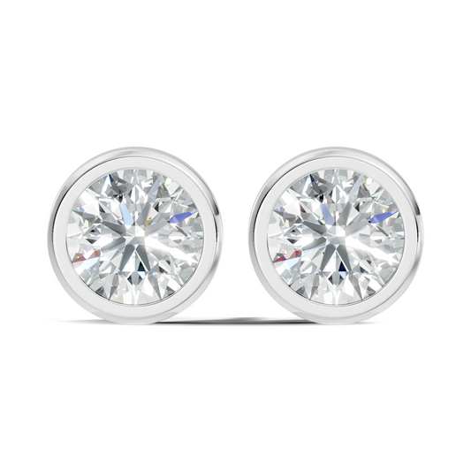 Round Shape Lab Grown Diamond 10k Solid Gold Diamond Earrings For New Party Wear Look For Women - HIGHCARAT DIAMONDS