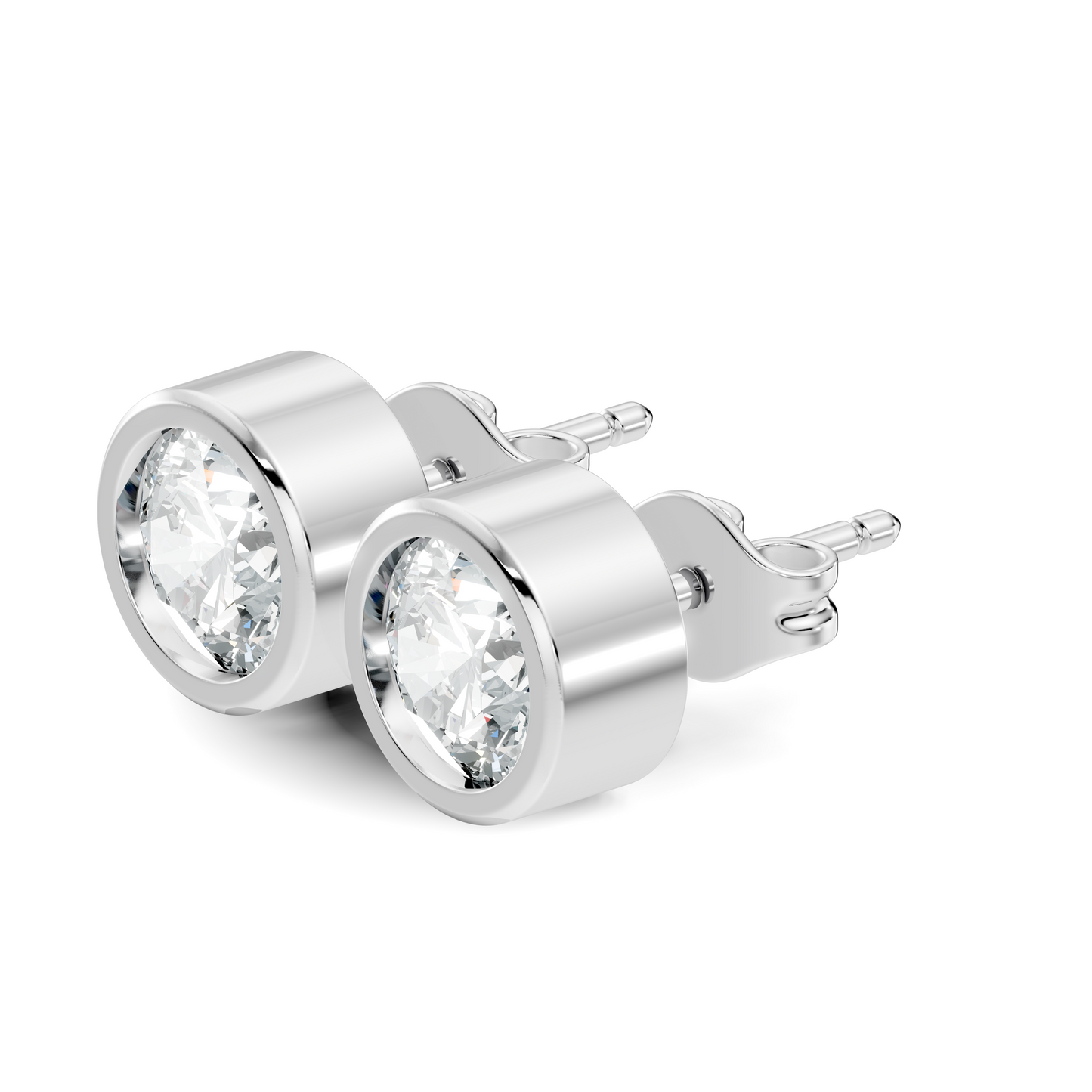 Round Shape Lab Grown Diamond 10k Solid Gold Diamond Earrings For New Party Wear Look For Women - HIGHCARAT DIAMONDS