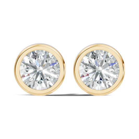 Round Shape Lab Grown Diamond 10k Solid Gold Diamond Earrings For New Party Wear Look For Women - HIGHCARAT DIAMONDS