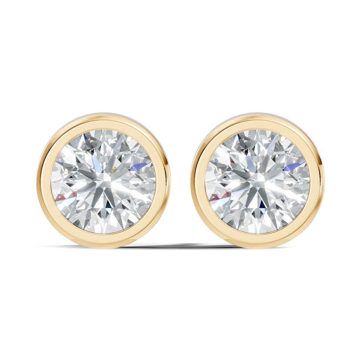 Round Shape Lab Grown Diamond 10k Solid Gold Diamond Earrings For New Party Wear Look For Women - HIGHCARAT DIAMONDS