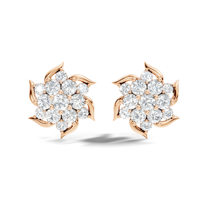 Round Shape 1.24 Ct Lab Grown & Natural Diamond 14k Solid Gold Elegance Vintage Engagement Earring For Women - HIGHCARAT DIAMONDS