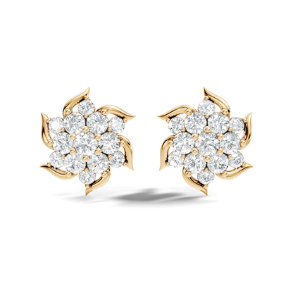 Round Shape 1.24 Ct Lab Grown & Natural Diamond 14k Solid Gold Elegance Vintage Engagement Earring For Women - HIGHCARAT DIAMONDS