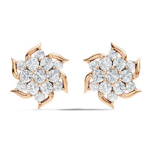 Round Shape 1.24 Ct Lab Grown & Natural Diamond 14k Solid Gold Elegance Vintage Engagement Earring For Women - HIGHCARAT DIAMONDS