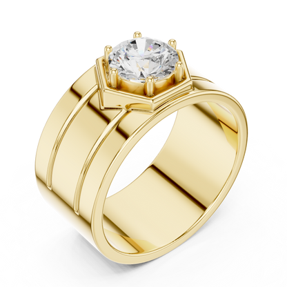 1.49 Ct Round Cut Lab Grown Diamond Classic Vintage Men's Unique Diamond Ring For Anniversary - HIGHCARAT DIAMONDS