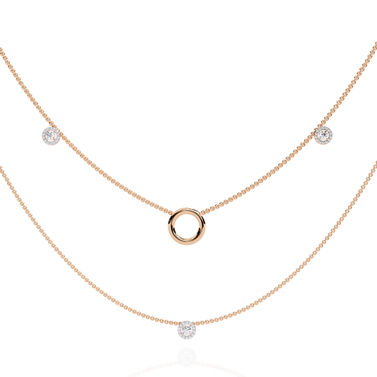 Round Cut Lab grown & Natural  Diamond Halo Style Dainty Simple Daily Wear Multi Layer Necklaces For birthday Surprise Gift - HIGHCARAT DIAMONDS