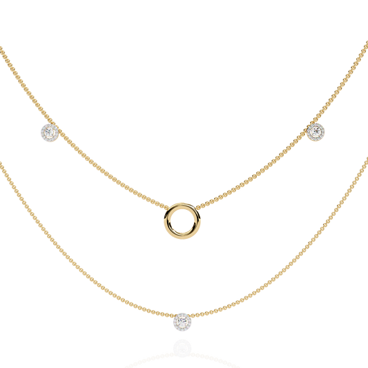 Round Cut Lab grown & Natural  Diamond Halo Style Dainty Simple Daily Wear Multi Layer Necklaces For birthday Surprise Gift - HIGHCARAT DIAMONDS