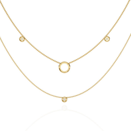 Round Cut Lab grown & Natural  Diamond Halo Style Dainty Simple Daily Wear Multi Layer Necklaces For birthday Surprise Gift