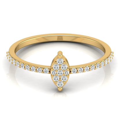 Round Cut Minimalist Eco-Friendly Lab Diamond Accent Ring In 18K Solid Gold Perfect Gift For Her